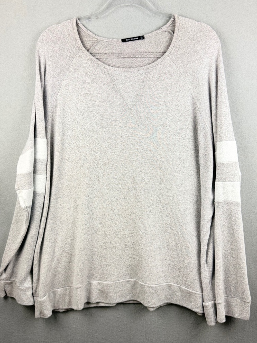 Pink Clover XXL Gray Varsity Stripe Raglan Pullover